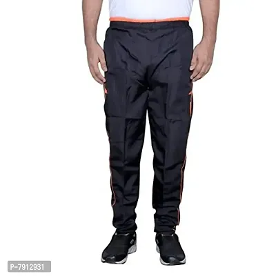 IndiWeaves Men's Black Polyester Lower/Track Pants with 1 Zipper Pocket and 1 Open Pocket for All Season-Size-38-thumb0