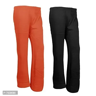IndiWeaves Womens Warm Woolen Full Length Palazo Pants for Winters_Free Size_Orange/Black