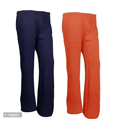 IndiWeaves Womens Warm Woolen Full Length Palazo Pants for Winters_Free Size_Navy Blue/Orange