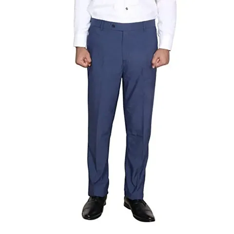 IndiWeaves Rayon Regular fit Formal Trouser for Mens_Navy Blue_Size-36