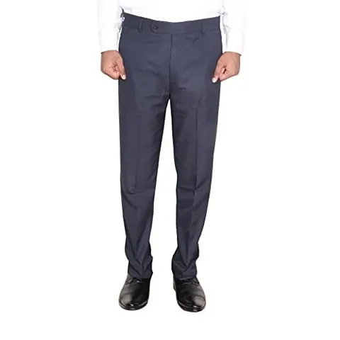 IndiWeaves Rayon Regular fit Formal Trouser for Mens_Navy Blue_Size-34