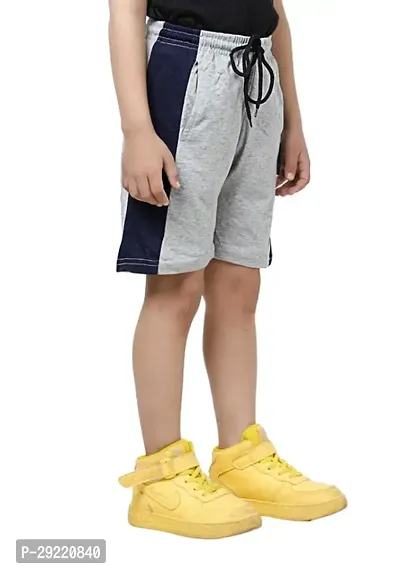 Stylish Grey Cotton Solid Shorts For Boys