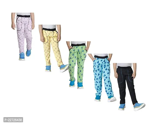 Stylish Cotton Multicoloured Track Pant For Boys Pack Of 5