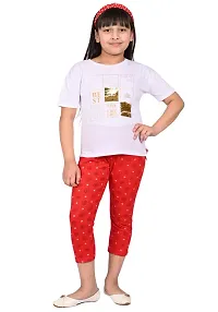 Fabulous Red Cotton Printed Capri For Girls-thumb1