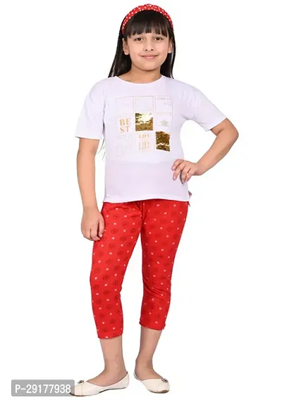 Fabulous Red Cotton Printed Capri For Girls-thumb2