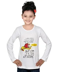 IndiWeaves Girls Cotton Full Sleeves Printed T-Shirt(10200-09-IW-L1_White_9-10 Years)-thumb1