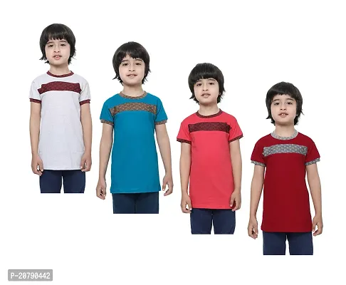 Stylish Multicoloured Cotton Colourblocked Tees For Boys Pack Of 4