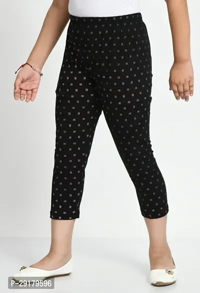 Fabulous Black Cotton Printed Capri For Girls-thumb3