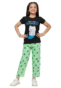 Stylish Multicoloured Cotton Printed Pyjama Lower Pant For Girls Pack Of 2-thumb1