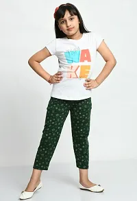 Stylish Olive Cotton Printed Pyjama For Girl-thumb1