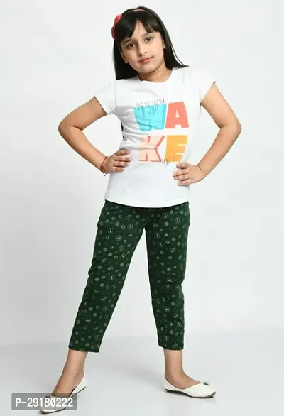 Stylish Olive Cotton Printed Pyjama For Girl-thumb2