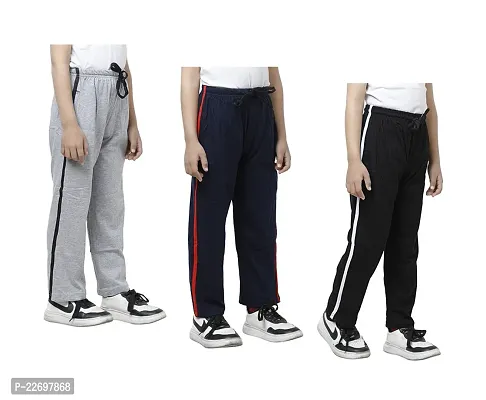 Charming Multicoloured Cotton Solid Track Pant For Boys Pack Of 3