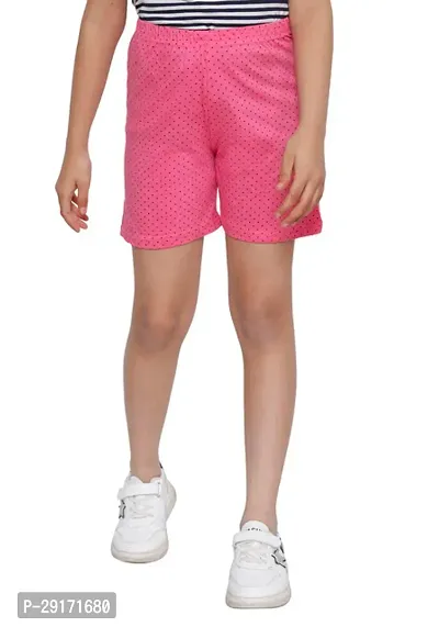 Fabulous Pink Cotton Printed Shorts For Girls