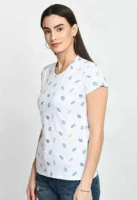 Stylish White Cotton Printed Tshirt For Women-thumb3