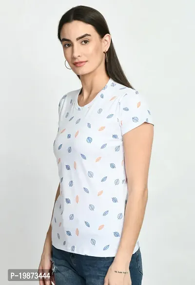 Stylish White Cotton Printed Tshirt For Women-thumb4