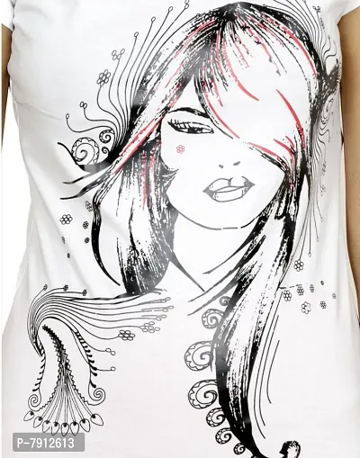 IndiWeaves Women Cotton White Printed T-Shirts(31022-IW-W-Tees-L-FBA_Large)-thumb5