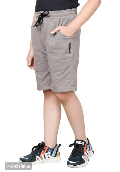 Elegant Grey Polyester Solid Shorts For Boys-thumb4