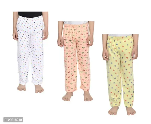 Stylish Cotton Printed Pyjama For Girls Pack Of 3-thumb0