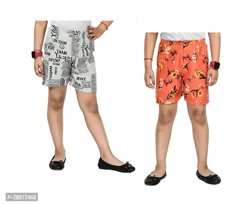 Fabulous  Multicoloured Crepe Printed Shorts For Girls Pack Of 2