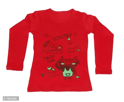 IndiWeaves Girls Cotton Full Sleeves Printed T-Shirt(10200-00-IW-XXL1_Red_15-16 Years)