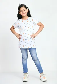 Elegant Cotton Printed Round Neck T-Shirts For Girls- Pack Of 3-thumb1