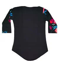 Stylish Black Crepe Printed Tops For Girls-thumb1