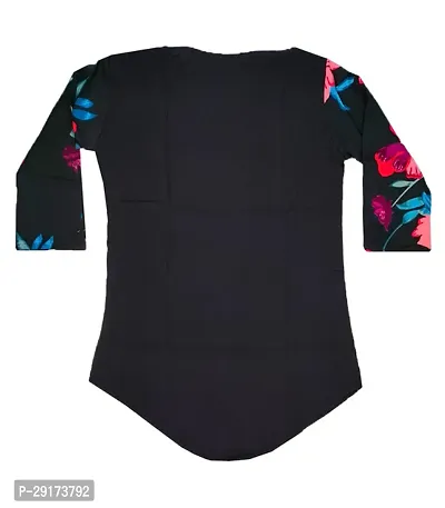 Stylish Black Crepe Printed Tops For Girls-thumb2