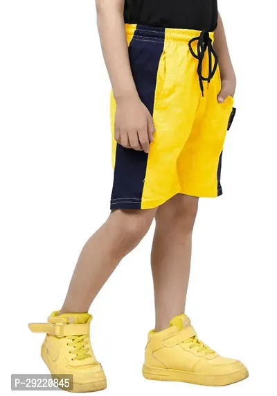 Stylish Yellow Cotton Solid Shorts For Boys