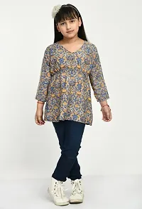 Stylish Multicoloured Crepe Printed Top For Girls-thumb1