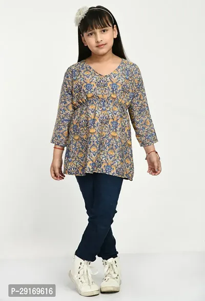 Stylish Multicoloured Crepe Printed Top For Girls-thumb2