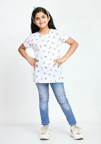 Stylish Multicoloured Cotton Printed T-Shirt For Girl Pack Of 3-thumb1