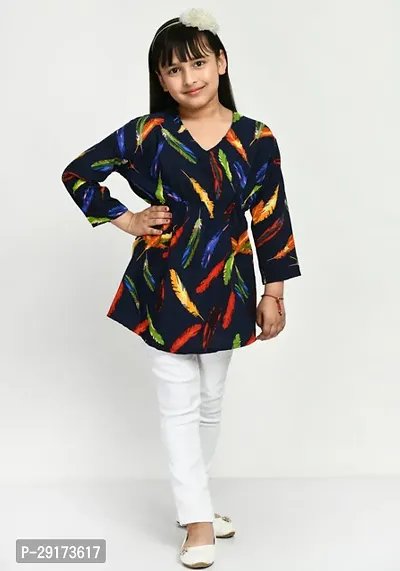 Stylish Multicoloured Crepe Printed Tops For Girls Pack Of 2-thumb2