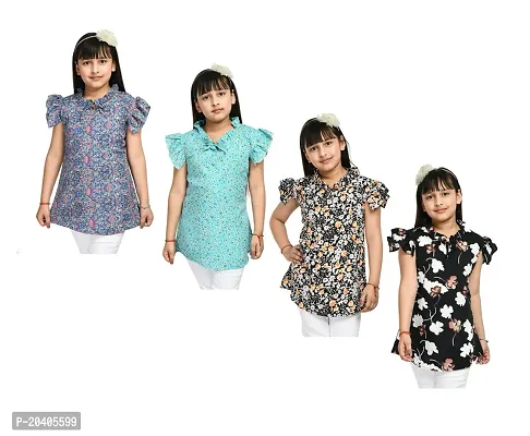 Beautiful Multicoloured Crepe Tops Pack Of 4-thumb0