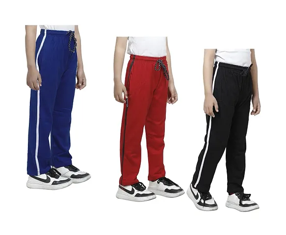 Set 3 Multicoloured Cotton Solid Track Pant For Boys