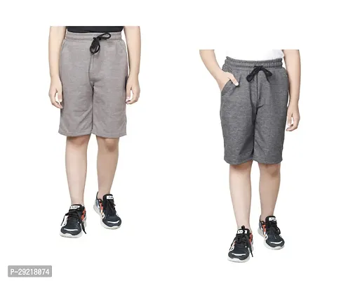 Elegant Polyester Solid Shorts For Boys Pack Of 2