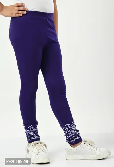 Stylish Purple Cotton Printed Leggings For Girl-thumb4