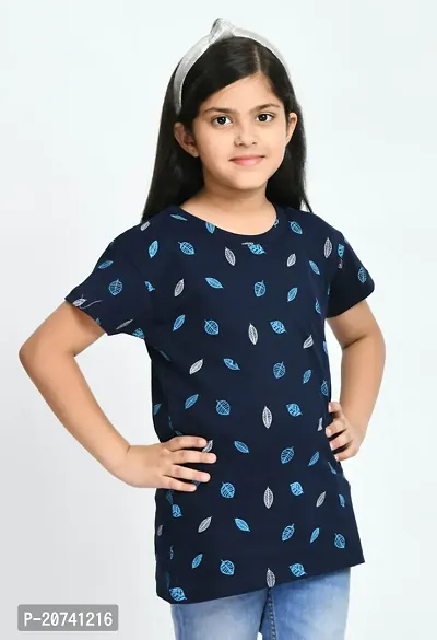 Elegant Cotton Printed Round Neck T-Shirts For Girls- Pack Of 3-thumb5