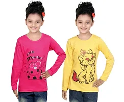 IndiWeaves Girls Cotton Full Sleeve Printed T-Shirt Pack of 2(10200-0204-IW-P2-M2_Red::Yellow_8-9 Years)-thumb1