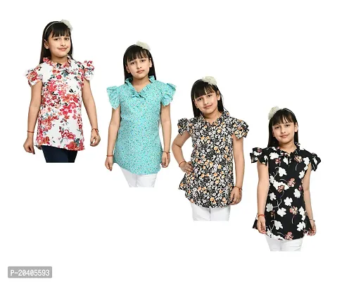 Beautiful Multicoloured Crepe Tops Pack Of 4-thumb0