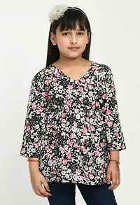 Stylish Multicoloured Crepe Printed Top For Girls Pack Of 2-thumb2