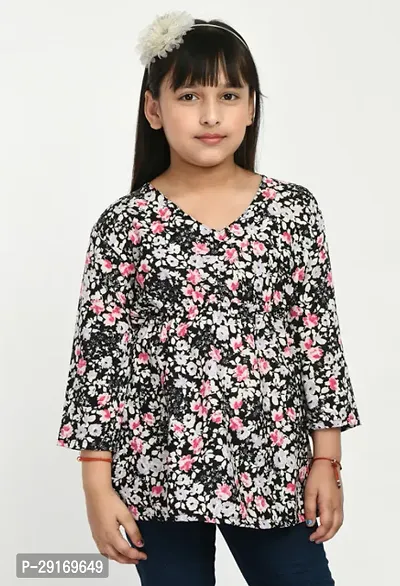 Stylish Multicoloured Crepe Printed Top For Girls Pack Of 2-thumb3