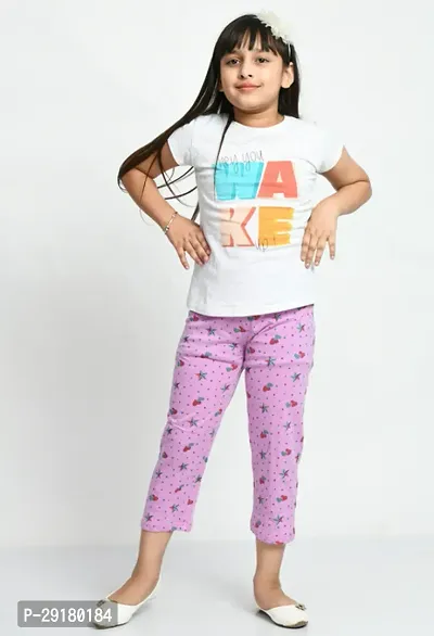 Stylish Pink Cotton Printed Pyjama For Girl-thumb2