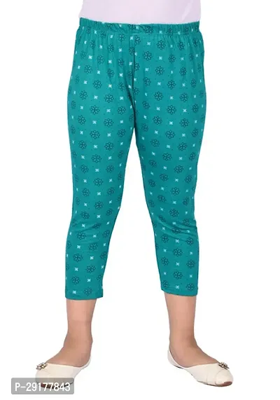 Fabulous Green Cotton Printed Capri For Girls-thumb0