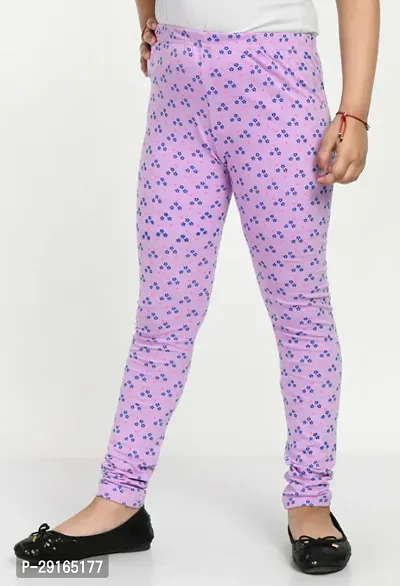 Stylish Purple Cotton Printed Leggings For Girls