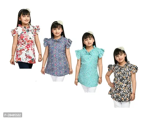 Beautiful Multicoloured Crepe Tops Pack Of 4-thumb0