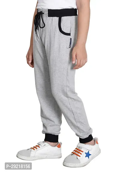 Charming Grey Cotton Solid Track Pant For Boys-thumb3