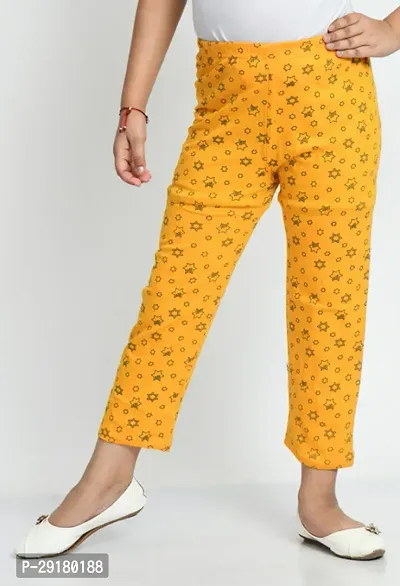 Stylish Yellow Cotton Printed Pyjama For Girl