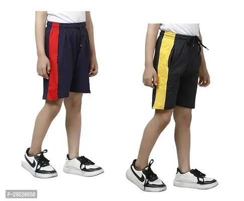 Stylish Multicoloured Cotton Solid Shorts For Boys Pack Of 2