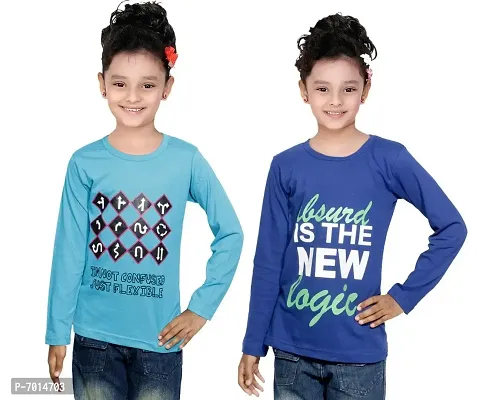 IndiWeaves Girls Cotton Full Sleeve Printed T-Shirt Pack of 2(10200-0608-IW-P2-XL1_Blue::Purple_12-13 Years)-thumb2