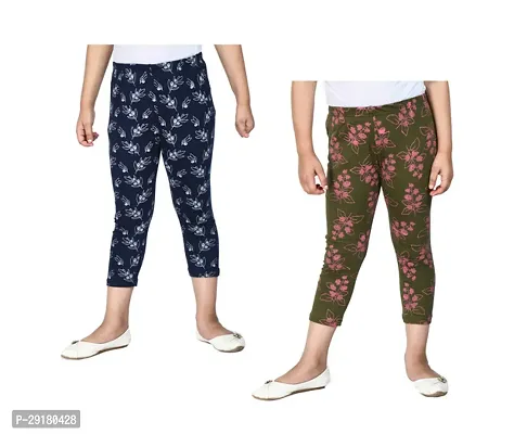 Fabulous Multicoloured Cotton Printed Capri For Girls Pack Of 2